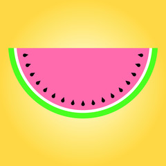 Slice of watermelon on a orange gradient background Vector pattern illustration