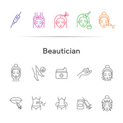 Beautician line icon set