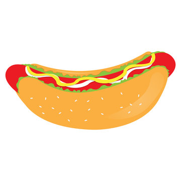 Isolated hot dog image. Fast food - Vector illustration