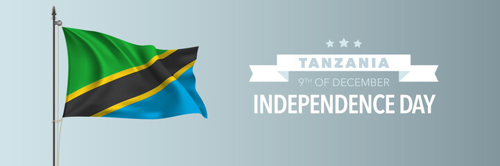 Tanzania happy independence day greeting card, banner vector illustration