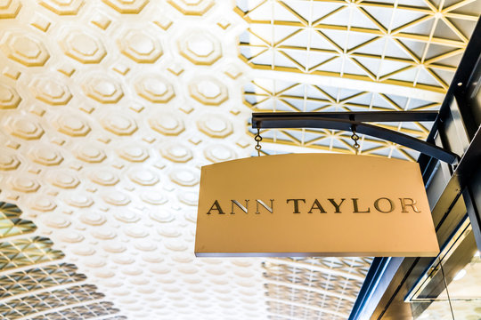 Washington DC, USA - July 1, 2017: Inside Union Station in capital city with shopping mall and Ann Taylor sign