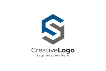 Geometric Letter S Logo Design Hexagonal Line