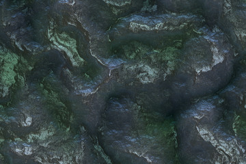 Abstract background volumetric texture mountain sparkling rock in green gold and blue