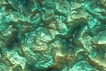 Fototapeta premium Abstract background volumetric texture mountain sparkling rock in green gold and blue