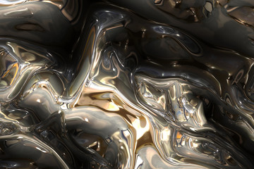 Abstract background volumetric texture molten metal silver