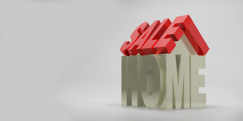 Houes for sale concept.,  3D rendering Low poly.