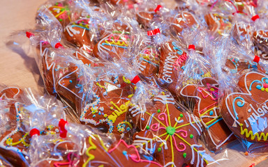 Gingerbread cookies on the Vilnius Christmas Market, Lithuania. Advent