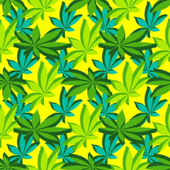 Fototapeta na wymiar isometric marijuana leafs seamless pattern.