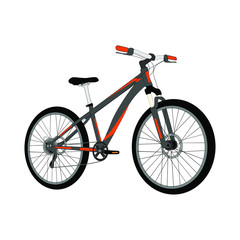 Fototapeta premium Modern mountain bike. Multi-speed bike for adults. Flat vector illustration. Isolated on a white background.