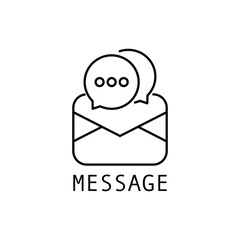 Message icon. Outline thin line flat illustration. Isolated on white background. 
