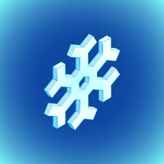 isometric geometric snowflake illustration.