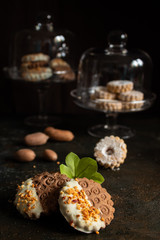 Snack in Arab, Mediterranean and Eastern countries with Moroccan cookies and tea