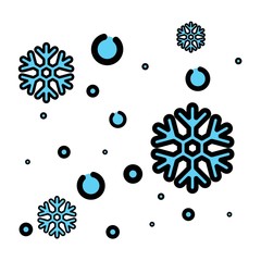 cartoon snowflake with black outline vector