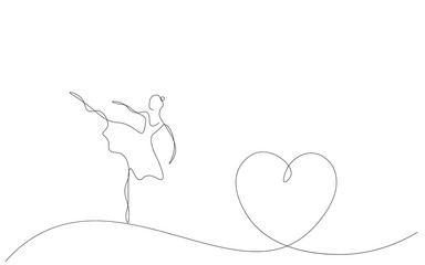 Valentines day background with ballet dancer and tree, vector illustration