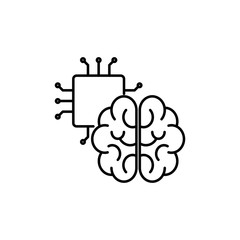 Artificial Intelligence AI icon. Outline thin line flat illustration. Isolated on white background. 