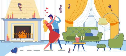 Wife and Husband or Young Couple Dating at Home.