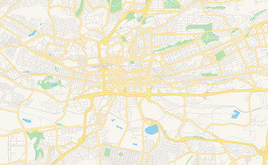 Naklejka premium Mapa ulic do wydrukowania w Johannesburgu w RPA