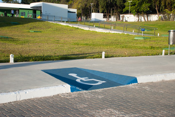  Sidewalk with ramp for wheelchair access. Joao Pessoa, Paraiba, Brazil