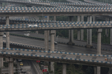 highway and overpass in city on a cloudy day