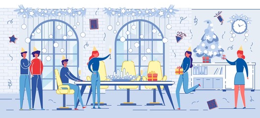 People on New Year or Christmas Party Celebration.