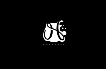 Obraz premium Text Initial H Letter Rounded Shape Dots Logo