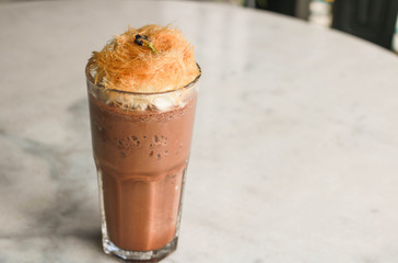 Iced chocolate with cotton candy