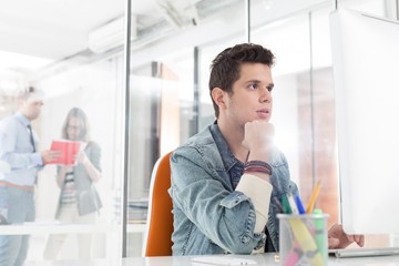 Businessman busy working in his desk in office