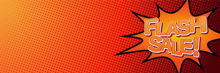 Flash Sale Banner template design with red orange background and space for your image. Vector illustration banner