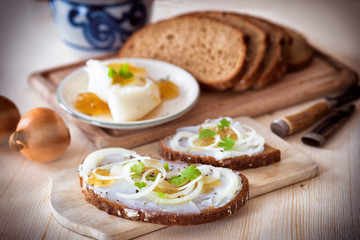 Schmalzbrot mit Zwiebelringe
