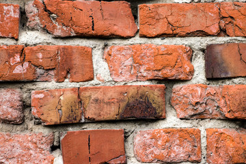 Fragments of old brickwork. Red Cypriot. Natural weathering. Concept design for the interior.