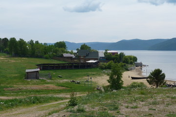 A village on  lake coast