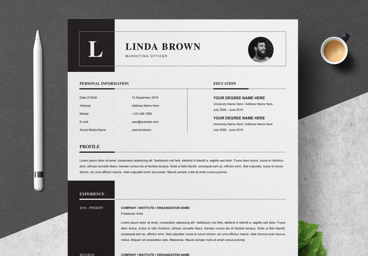 Resume Layout with Black Accents