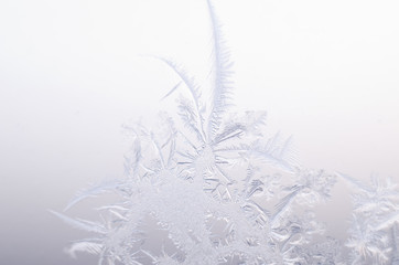 Macro of ice on frozen window close up
