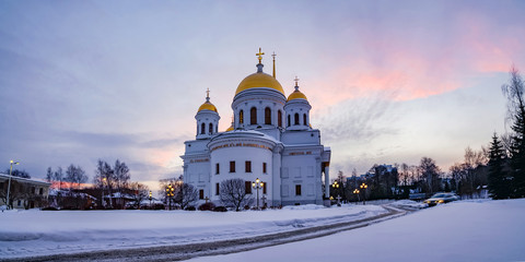 Alexander Nevsky Cathedral at sunset winter 4