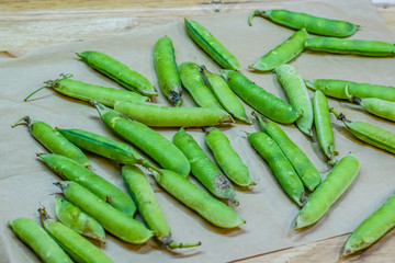 Fresh peas from an open pod