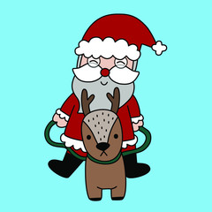 Santa Clause is riding his Reindeer and coming to town on Christmas Day illustration background