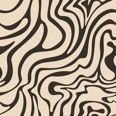 Vector pattern of beige smooth lines on a brown background. Print for fabric packaging and curtains.