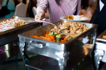 Food Buffet Catering Dining Eating Party Sharing Concept.people group catering buffet food