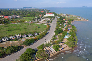 Aerial View to the beach in Kep town, Cambodia