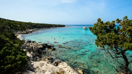 Schilderijen op glas beroemde blauwe laguneplaats, nationaal park Akamas-schiereiland Cyprus © smspsy