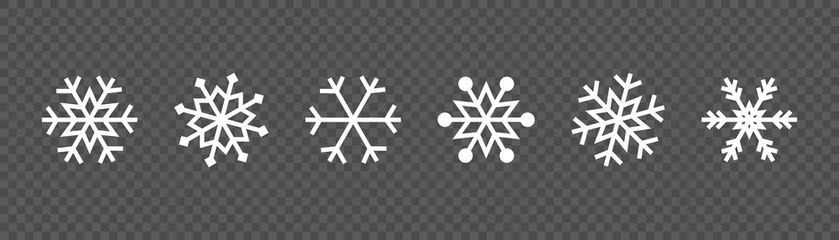Fotobehang Snowflake set on isolated background. Winter pattern snow ornament vector design. Frost background. Christmas icon. Vector illustration © 123levit