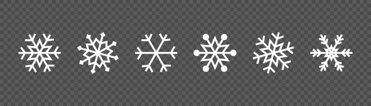 Snowflake set on isolated background. Winter pattern snow ornament vector design. Frost background. Christmas icon. Vector illustration