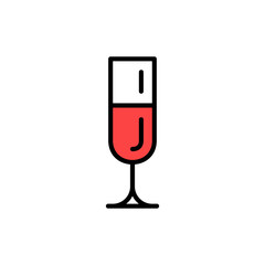 Christmas glass of wine icon. Isolated on White background