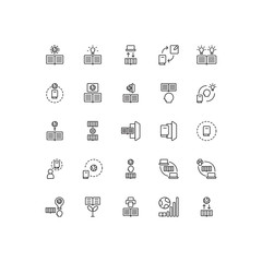 Set of literature, publication, learn, education, knowledge, information outline style icon - vector