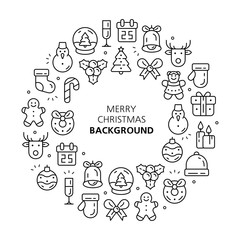 Christmas elements circle background. Isolated on White background