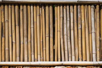 Obraz premium Dry bamboo fence texture or background. Eco natural background concept.