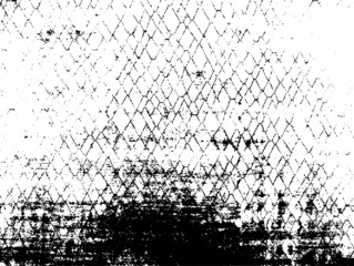 Worn down wallpaper pattern design. Broken plaster and grunge damask effect. Distressed overlay texture design. Vector illustration. Eps10.