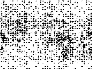 Small uneven spots and particles of debris. Abstract vector texture.  Distressed uneven background. Grunge texture overlay with fine grains isolated on white background. Vector illustration. EPS10.