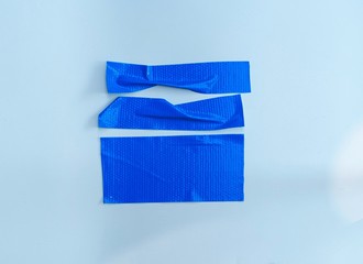 Set of color blue scotch tape, sticky tape cut isolated on gray background. can use business-paperwork-banner products