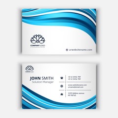 Stylish wave business card with logo.